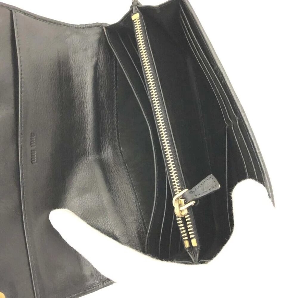 (L1) Authentic Miu Miu Wallet Long Black Leather … - image 6